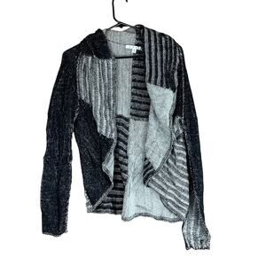 Cabi Womens Sweater Black Gray Open Front Cardigan Patchwork #483 Medium